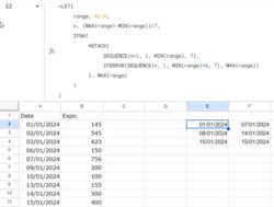 Convert Dates To Week Ranges In Google Sheets Array Formula