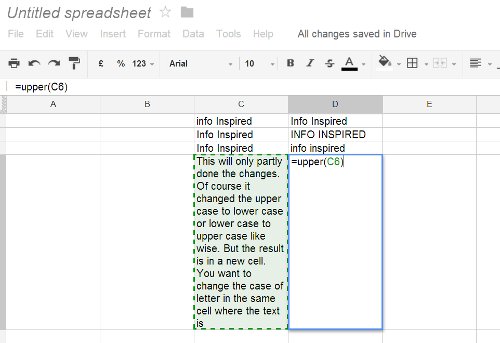 Google Doc Spreadsheet Change Text To Upper Lower And Sentence Case