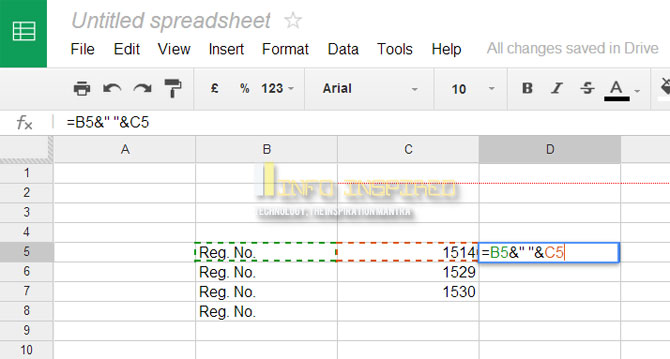 Google Sheets formula to combine text and numbers using the ampersand (&) symbol