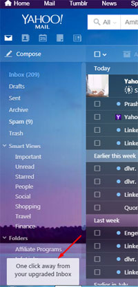 switch between yahoo mail inboxes