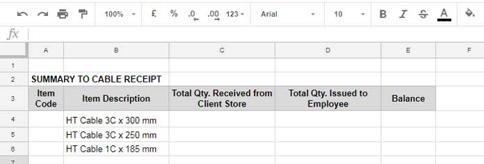 Summary Report - Stock Balance