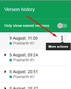 Steps for creating a copy of an older version in Google Sheets, not involving the reverting process