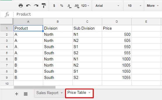 Price Table Displaying Data Based on Multiple Factors/Conditions