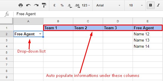 Auto-populating information based on drop-down selection in Google Sheets