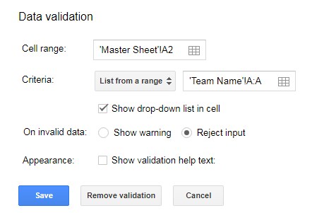 Set data validation to auto populate info in Google Sheets