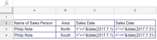 DSUM formula with complex criteria for comparison with SUMIFS in Google Sheets