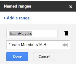 Naming ranges to auto-populate information in Google Sheets