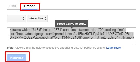 Embed Code for Adding an Interactive Table in Google Sheets