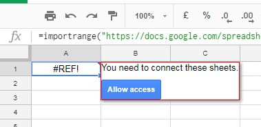 Allow Access for #REF Error in IMPORTRANGE Function