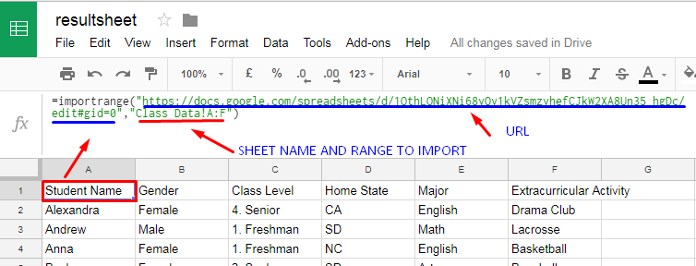 Example of Using the IMPORTRANGE Function in Google Sheets