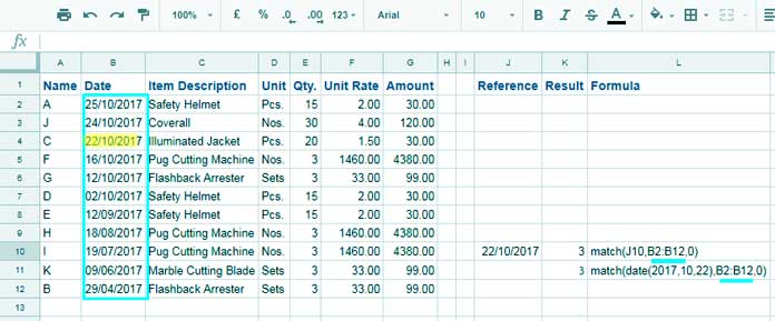 Relative Position of a Date Criterion