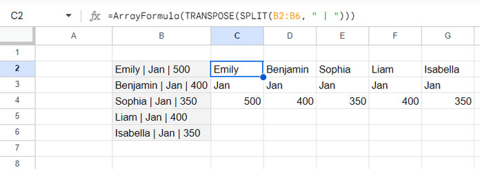 Split Text to Row Example