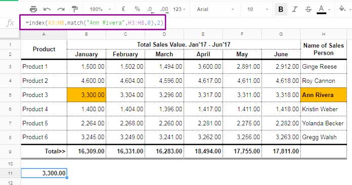 INDEX-MATCH Example 4 (Left Side Lookup)