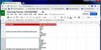 Wrap Text Using Formula in Google Sheets