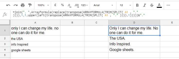 How To Capitalise First Letter Of A Sentence In Google Sheets