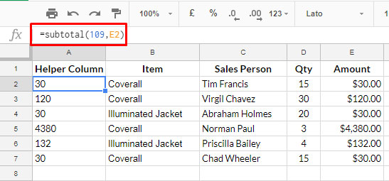 subtotal with condition or subtotalif