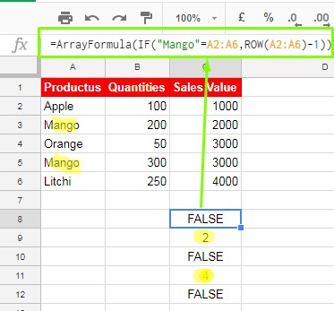 IF formula in combination with ROW