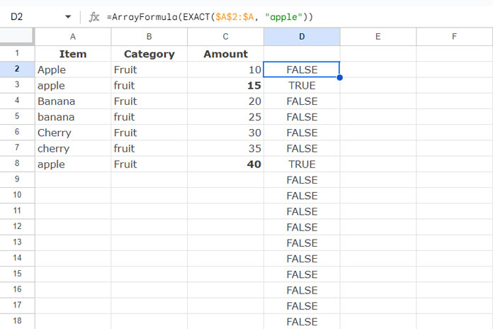 Using the EXACT Function for Case-Sensitive SUMIF