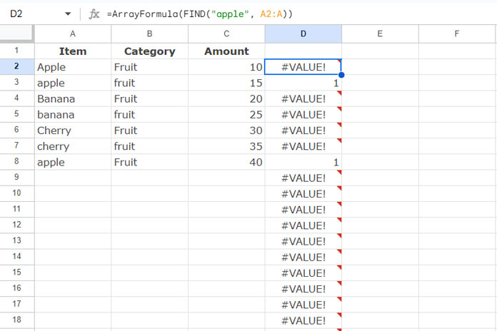 Using the FIND Function for Case-Sensitive SUMIF