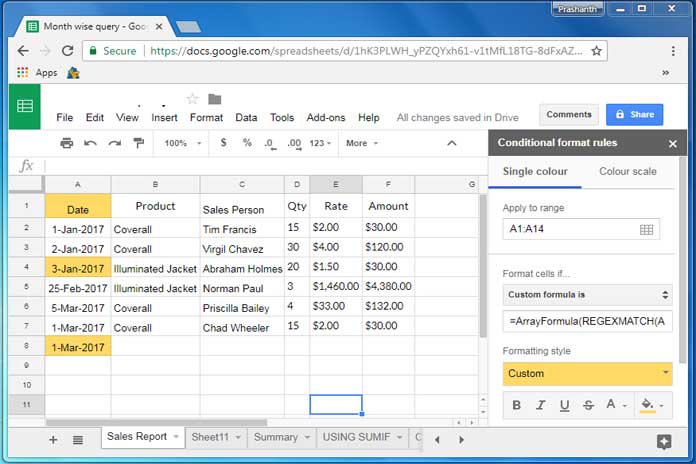 find invalid date entry in Google Sheets