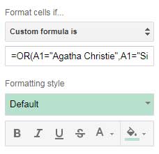 Custom formula for single column multiple condition highlight