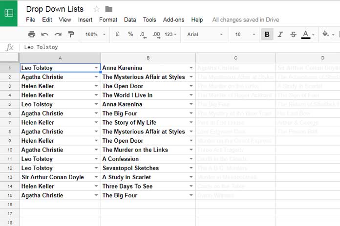 Multi Row Dynamic Dependent Drop Down List In Google Sheets