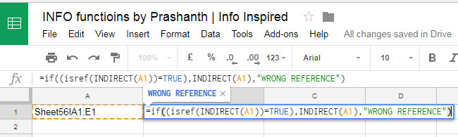 ISREF, INDIRECT with IF logical test in Google Sheets