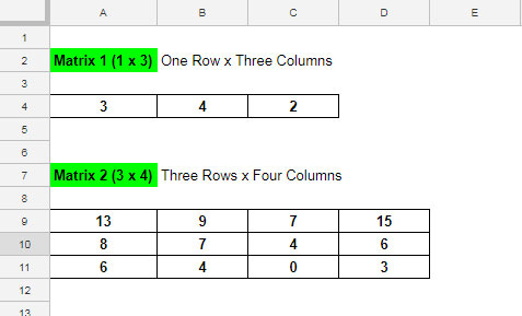 how to multiply two matrices - spreadsheet tricks