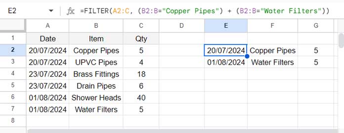 Filter Rows Matching Specific Values in a Column