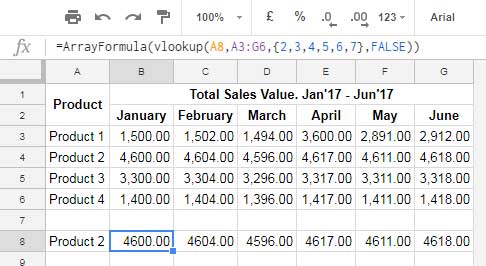 Example to Multiple Values Using Vlookup in Google Sheets