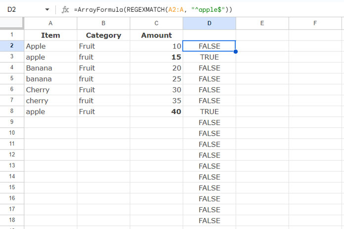 Using the REGEXMATCH Function for Case-Sensitive SUMIF