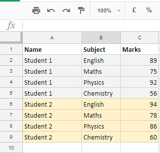 Sample Student Data