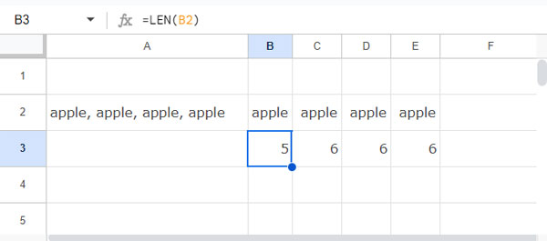 Finding the Length of Each Split Text