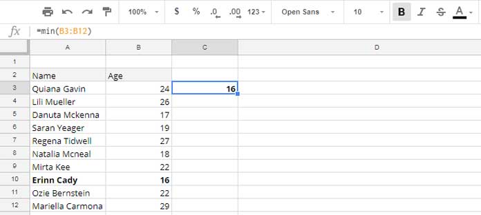 vertical lookup based on MIN value in Google Sheets