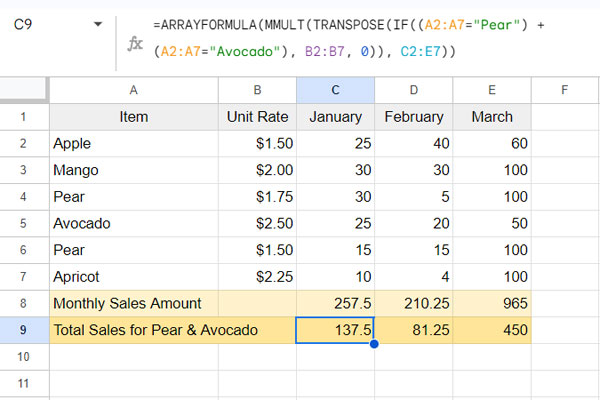 MMULT with Multiple Conditions - Example 3