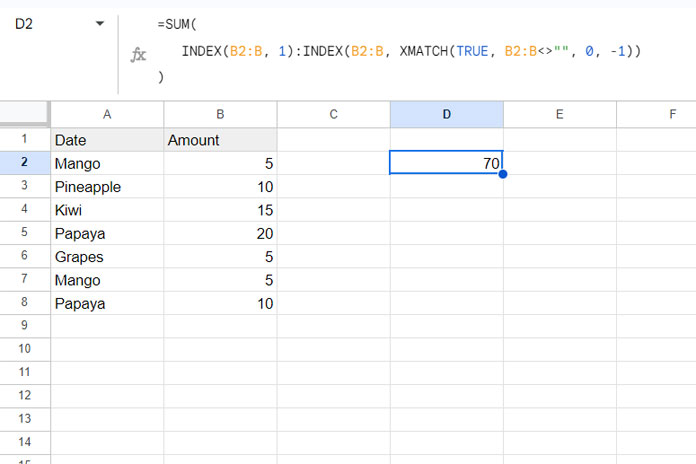 Example of Dynamic Ranges in Google Sheets