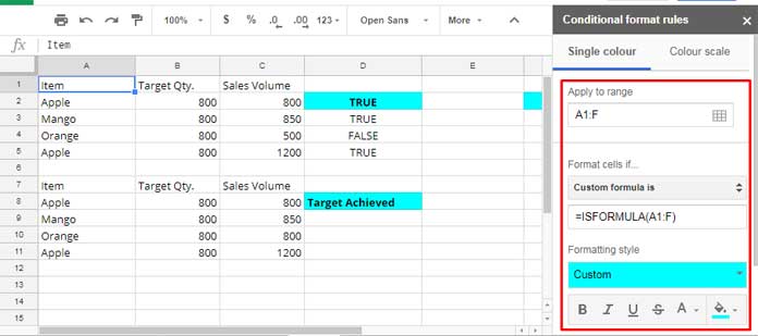 highlight cells containing formulas - custom rules