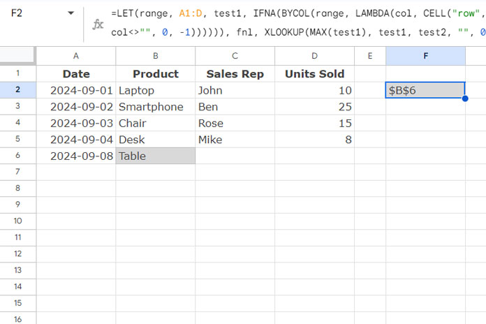 Address of the Last Used Cell in a Vertical Dataset