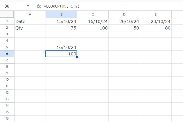 LOOKUP function performing a horizontal search with more columns than rows