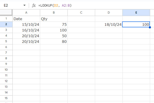 LOOKUP function performing a vertical search with more rows than columns