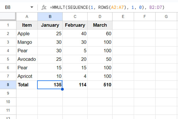 MMULT Function as a Replacement for SUM