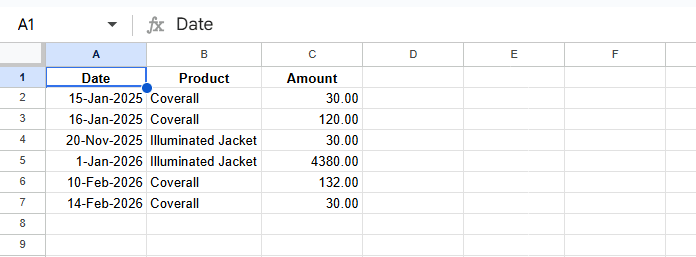 Sample data for converting month numbers to month names in Google Sheets QUERY