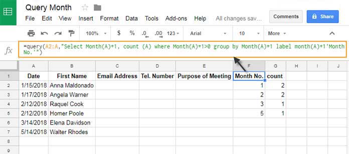 Google Sheets Query How To Convert Month In Number To Month Name