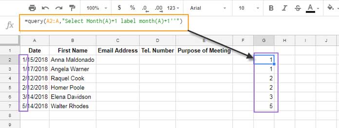 Query returns the month in number