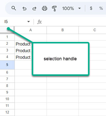 Selection handle in Google Sheets