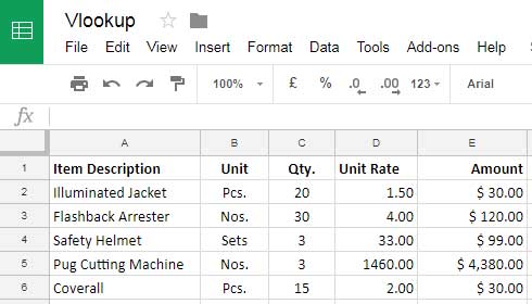 columns function use in vlookup in google sheets