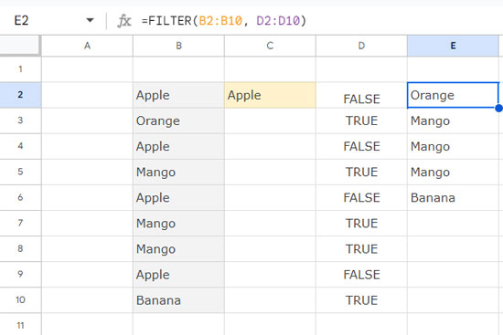 NOT function with FILTER function using a single criterion