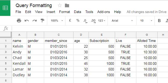 Formatting Options in Query - Date, Time and Hour