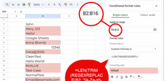 Highlight cells containing special characters in Google Sheets using conditional formatting