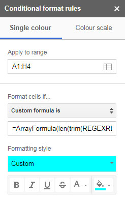 highlight cells containing special characters